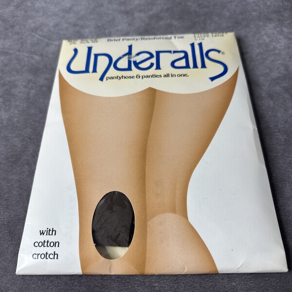 VTG Underalls Pantyhose Queensize Taupe Legs Panty Brief Reinforced Toe 310X New
